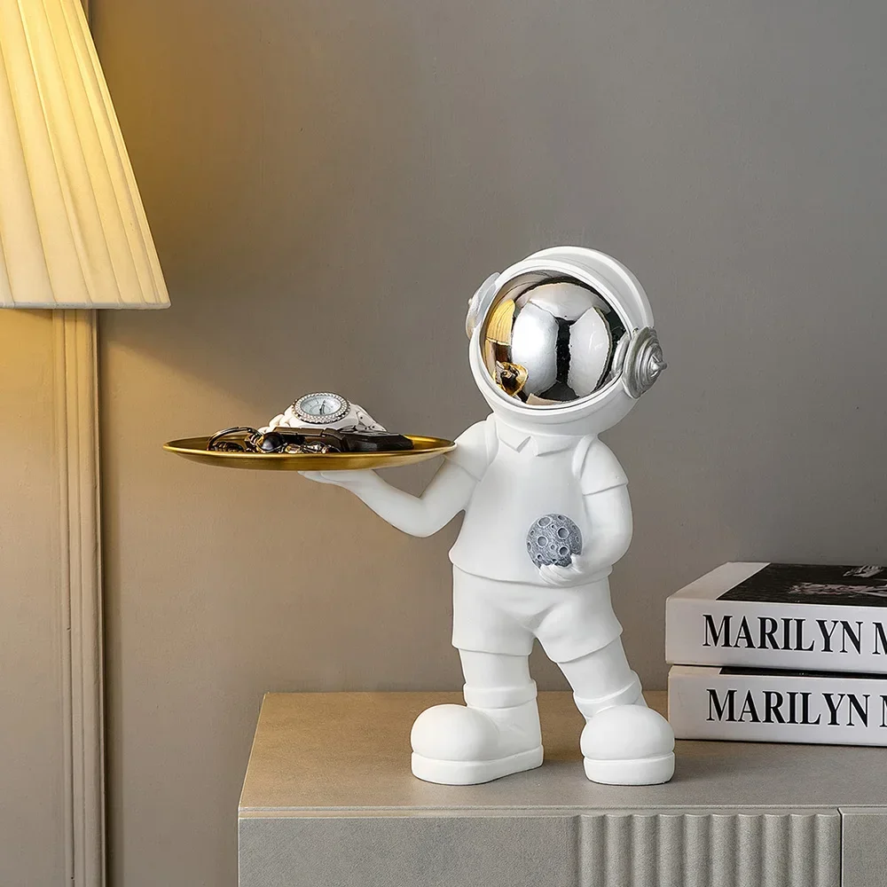 

Статуя астронавта в скандинавском стиле, металлический поднос из смолы, Современный домашний декор, статуэтка космического человека, поднос для хранения ключей, декор для гостиной, крыльца