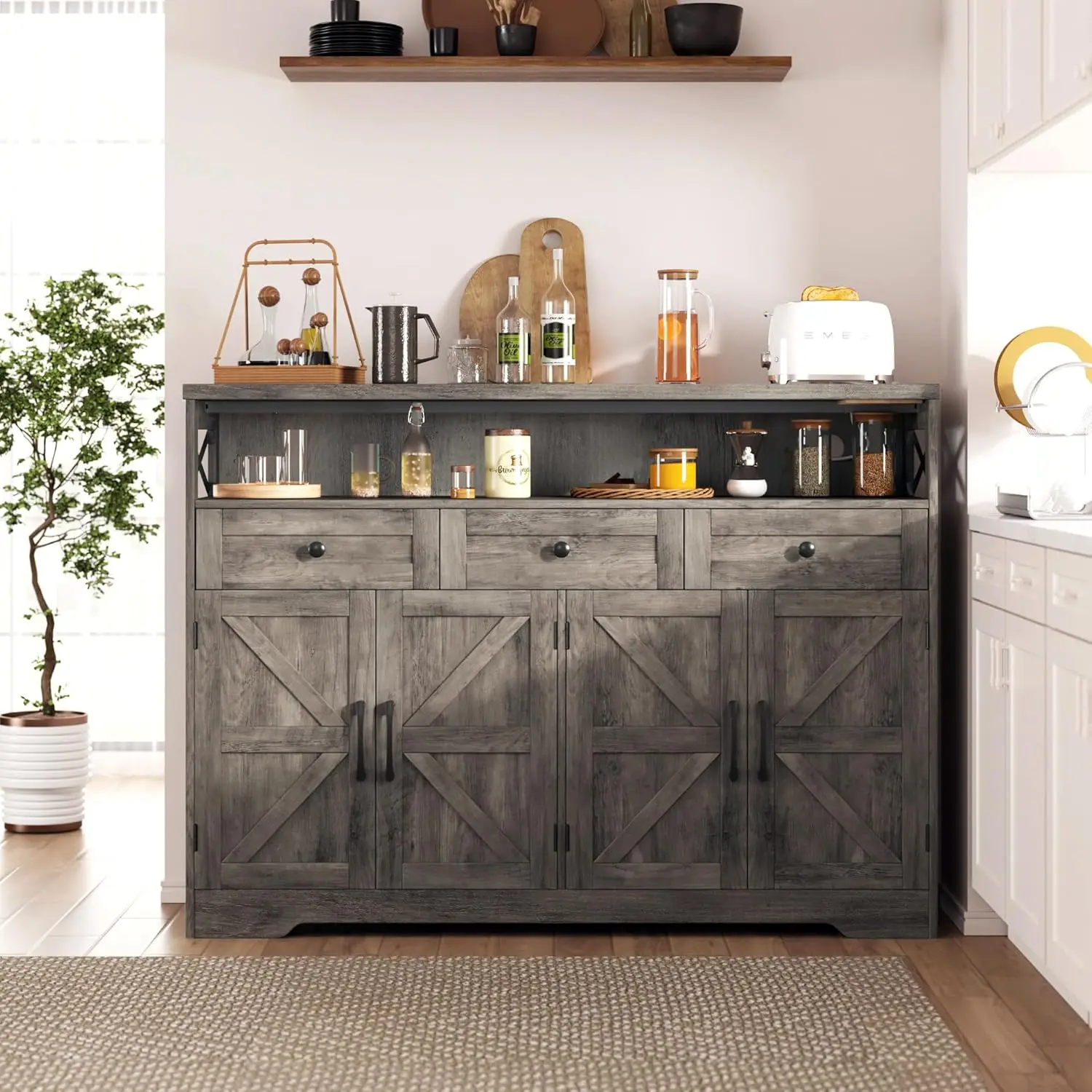 Vabches Farmhouse Buffet Cabinet 3