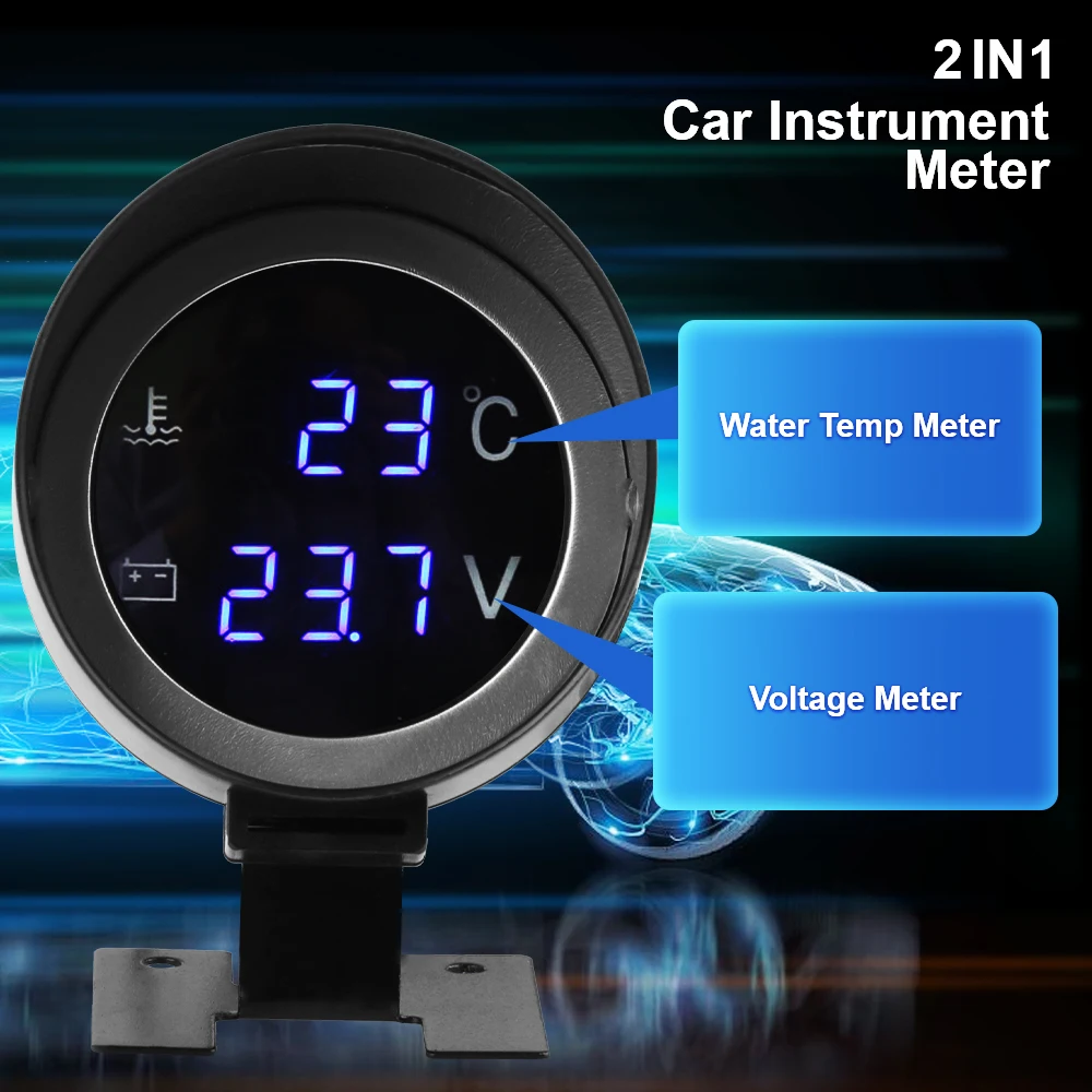 Voltage Meter Digital 9V-36V Car Instrumentation 10mm Sensor Universal LED Backlight Water Temp Meter Car Modification 2 In 1