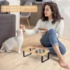 15° tilted heightened pet bowl heightened dog bowl with stainless steel food bowl feeder suitable for cats and puppies 3