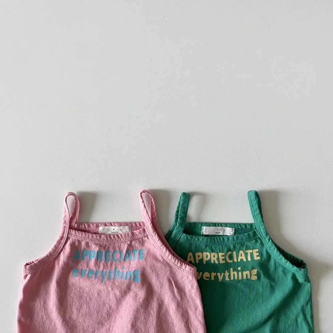 Baby Summer Sleeveless T Shirts Infant Girl Fashion Letter Print Sling Vest Toddler Boy Cotton T Shirt Kids Tee Tops kids t shirts