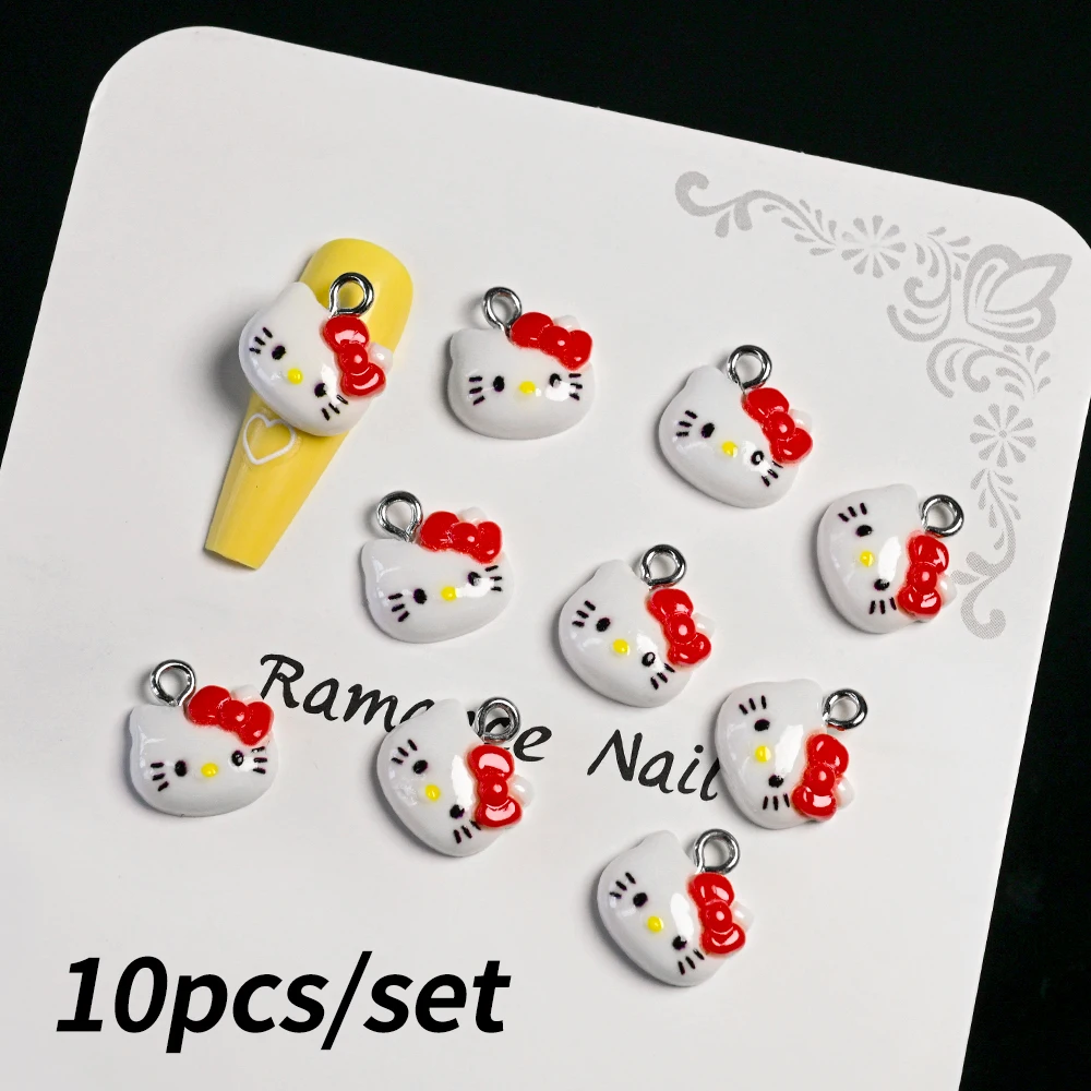 10개 귀여운 시나몬롤 헬로키티 네일 참 장식품 산리오 캐릭터 펜던트 DIY 귀걸이 쥬얼리 제작 레진 네일 데코레이션용