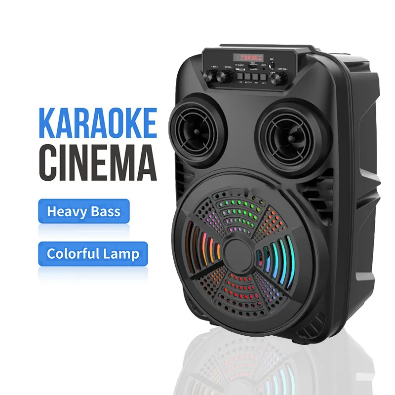 

60W High-power 8-inch Portable LED Light Outdoor Bass Outdoor Home Karaoke, 3D Stereo Surround with Microphone Bluetooth Speaker
