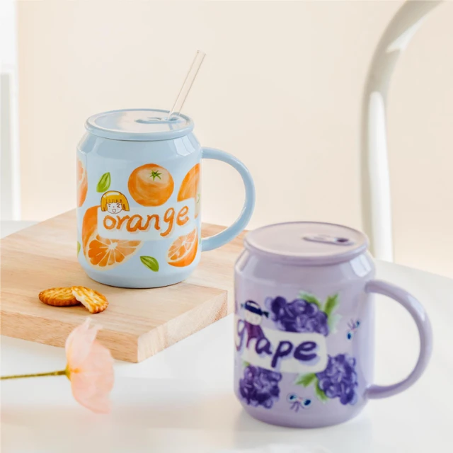 New Cute Fruit Ceramic Mug With Straw