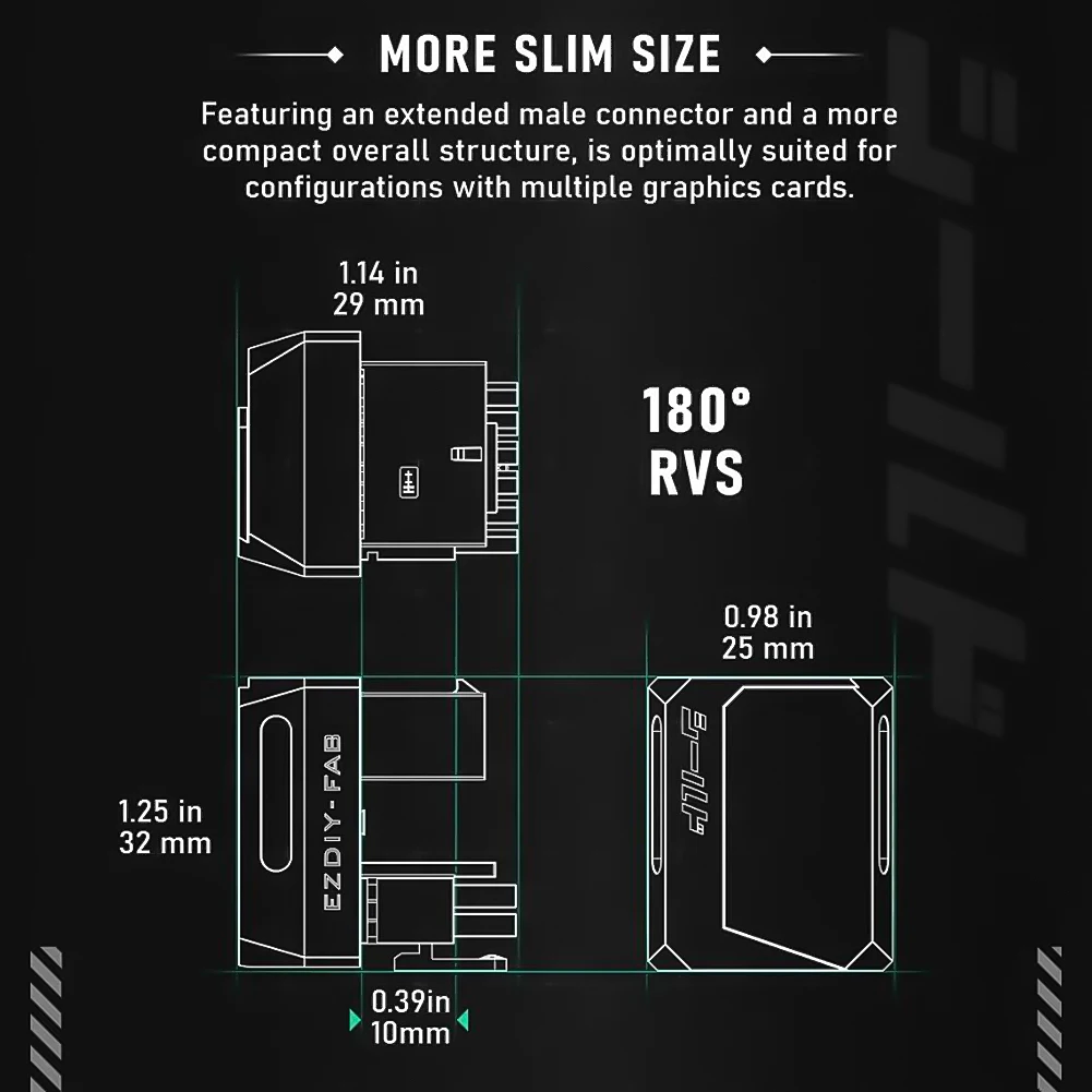 12VHPWR 180 Degree Angled Adapter 600W 16 Pin GPU Power Connector for 12+4pin RTX 3090Ti 4070Ti 4080 4090