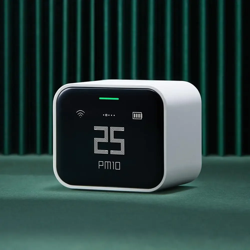 Qingping 공기 감지기 라이트 레티나 터치 IPS 스크린 터치 작동, Pm2.5 Mi Home 앱 제어 공기 모니터, 애플 홈키트로 작동