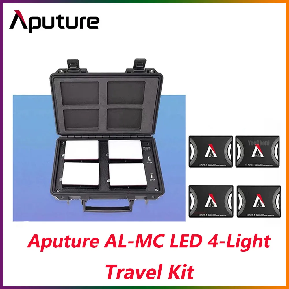 

Aputure AL-MC светодиодный 4-светильник Набор для путешествий 5 Вт RGB 3200-6500K перезаряжаемое карманное Видео Освещение с футляром для переноски