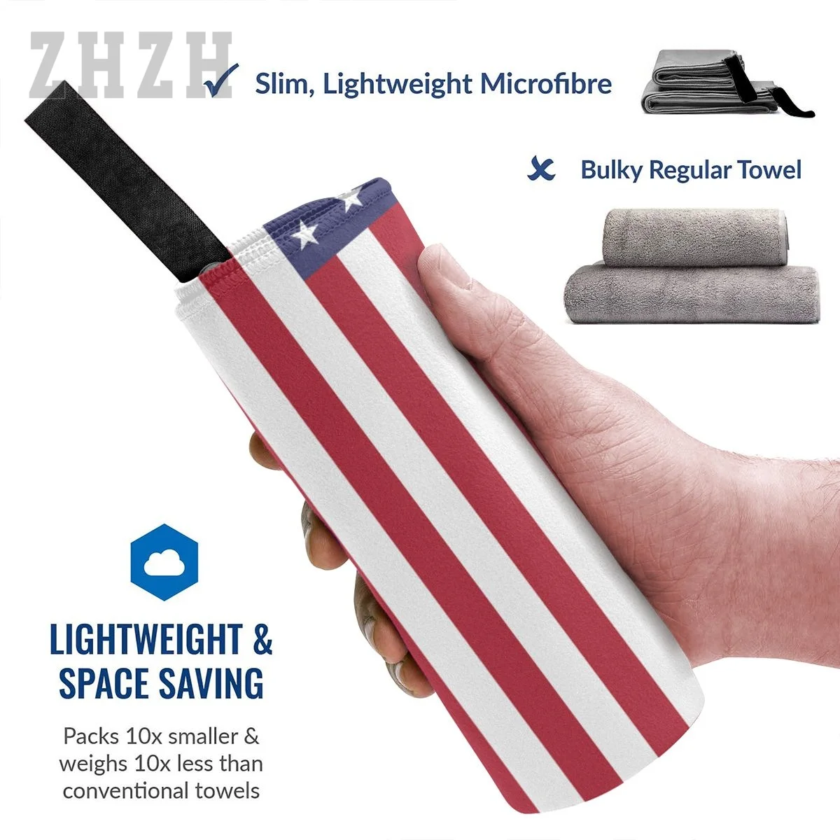 More Design United States Flag USA America Emblem Bath Towel Quick dry Microfiber Absorbing Soft Water Breathable Beach Swimming 3