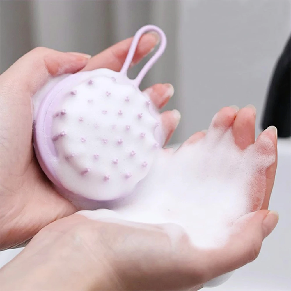 

Cute Rabbit Silicone Scalp Massage Comb Handheld Round Soft Shampoo Brush Hair Washing Tool Bathroom Bath Spa Massage Comb