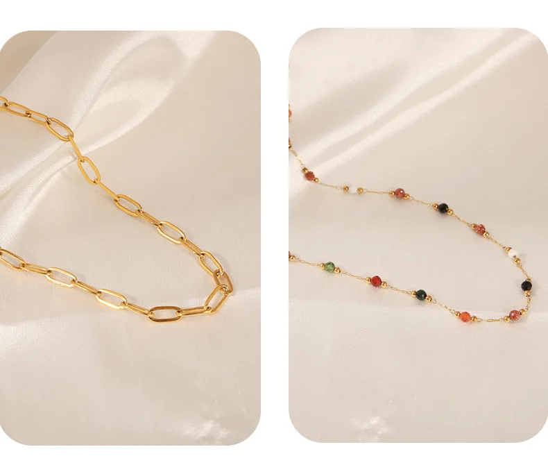 Malachit Anhänger Halskette Für Frauen Edelstahl Vergoldet Naturstein Perlen Weiblichen Kette Halsketten Luxus Frau Schmuck – Detail 7