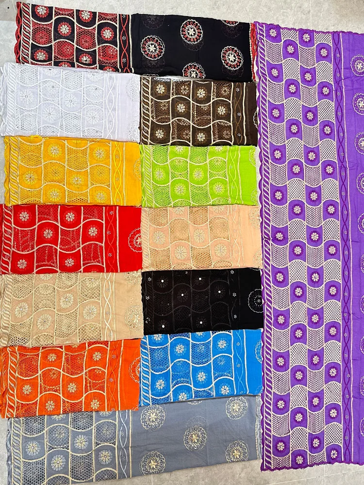 Luxury Scarf High Quality 100% Cotton Dubai African Women Islamic Scarf LOVE pattern Embroidery Chemical Lace Scarf  many color