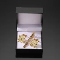 Classic men's French shirt cufflinks tie clip set high-quality metal love rose print clip cuffs buttons suit accessories jewelry 5