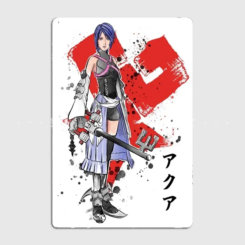 Keyblade Master Aqua Targa Decorativa In Metallo Con Varie Immagini Di Gioco Per Sala Giochi E Decorazioni Da Parete Lounge