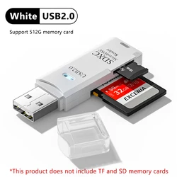Dual-Function High-Speed USB Card Reader Adapter for Micro SD and TF Memory Cards (USB2.0  White)