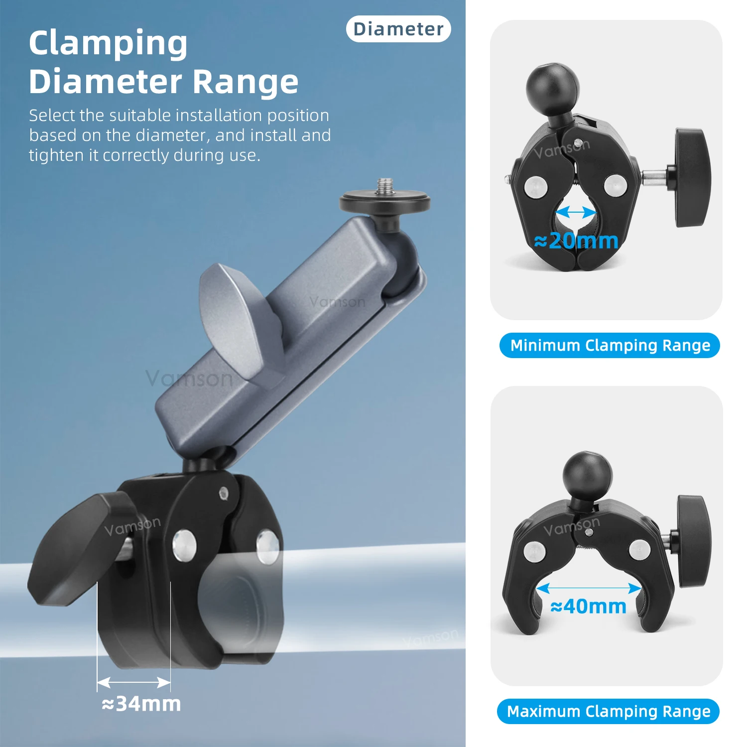 Vamson-suporte de Celular para Motocicleta e Iphone Suporte Gps Acessórios para Gopro 11 Insta 360 x3 Dji Drift Sjcam Eken - Image 4
