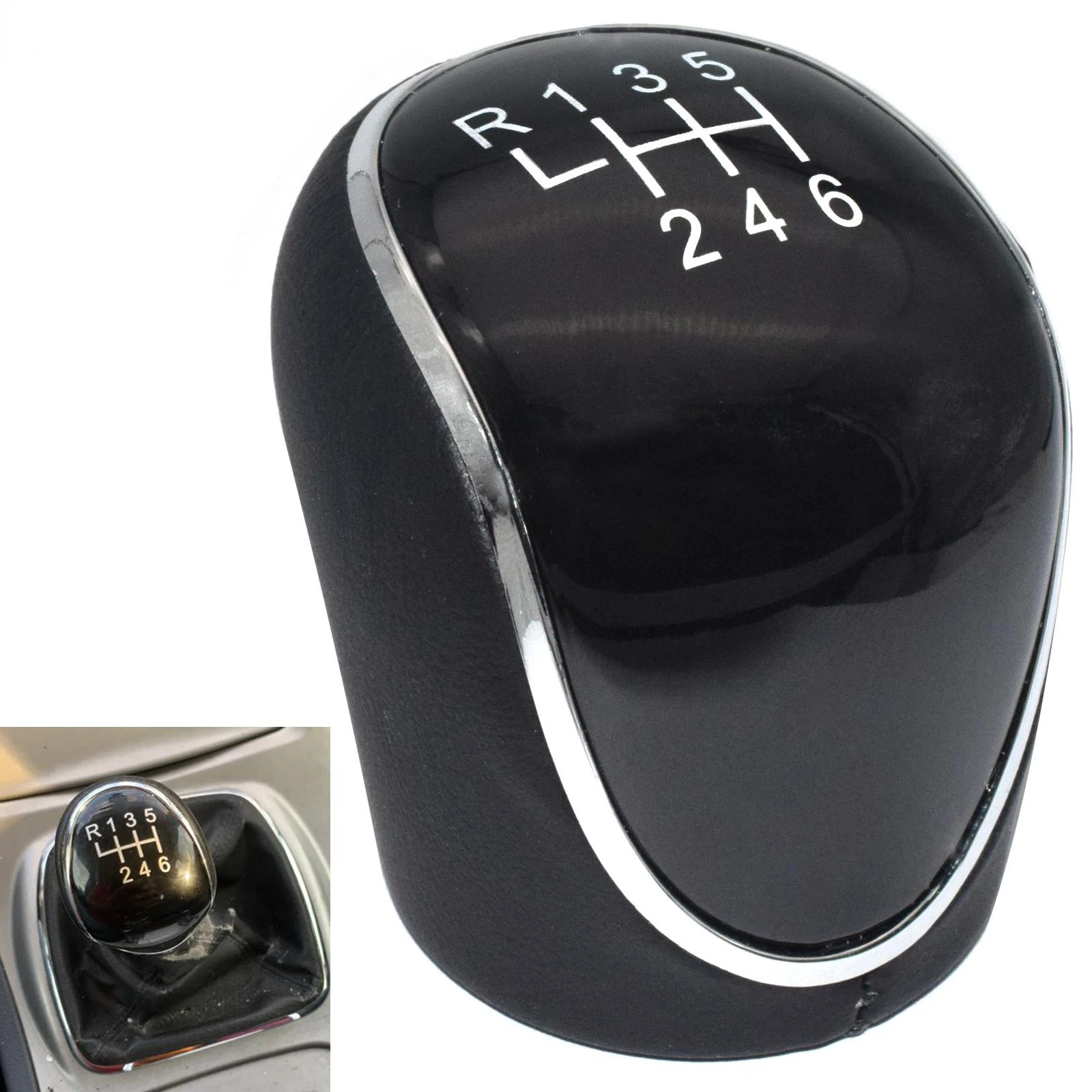 

6 Speed Gear Shift Knob For Ford Mondeo Mk4 S-Max C-Max Focus Mk2 Kuga Leather Shifter Lever Arm Headball Car Accessories