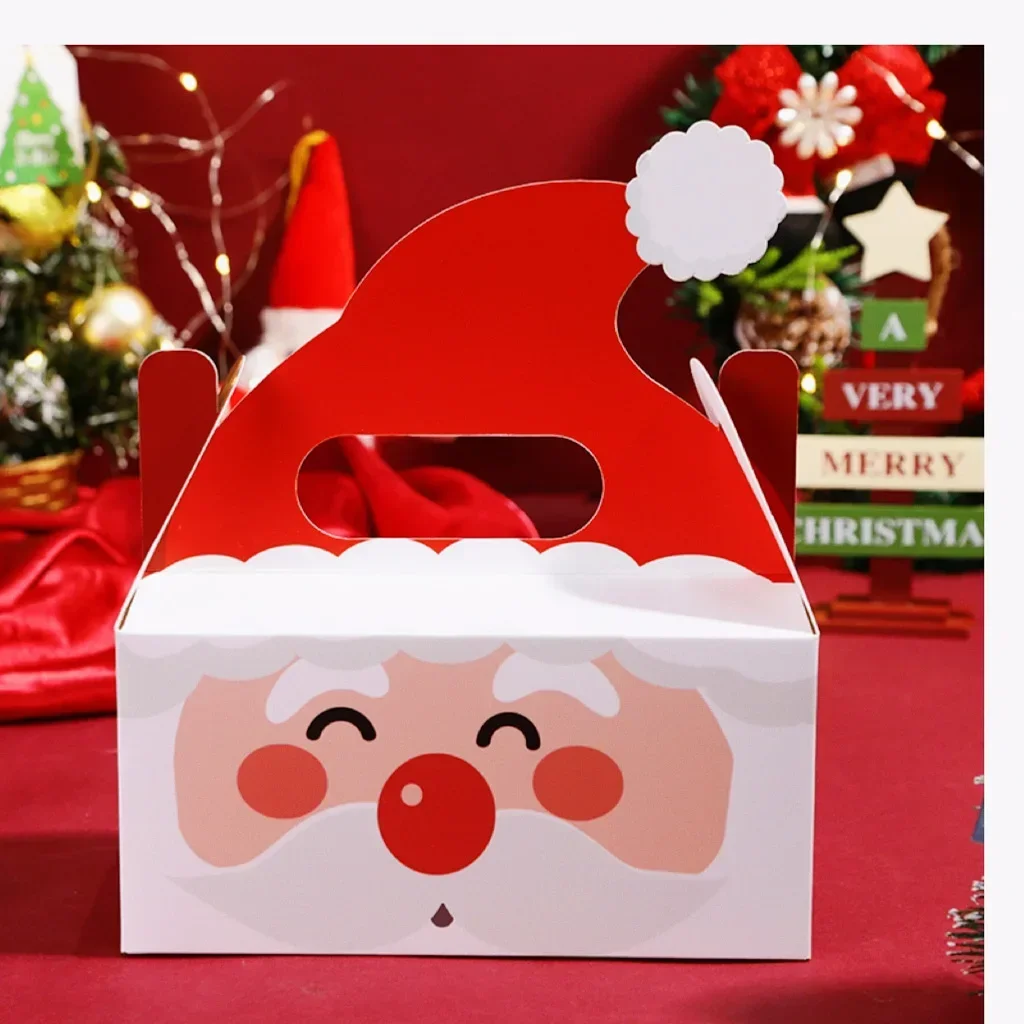 100PCS Christmas Candy Box Christmas New Creative Cute Candy Square Gift Box Hand-carrying Cookie Cake Pastry gift boxes