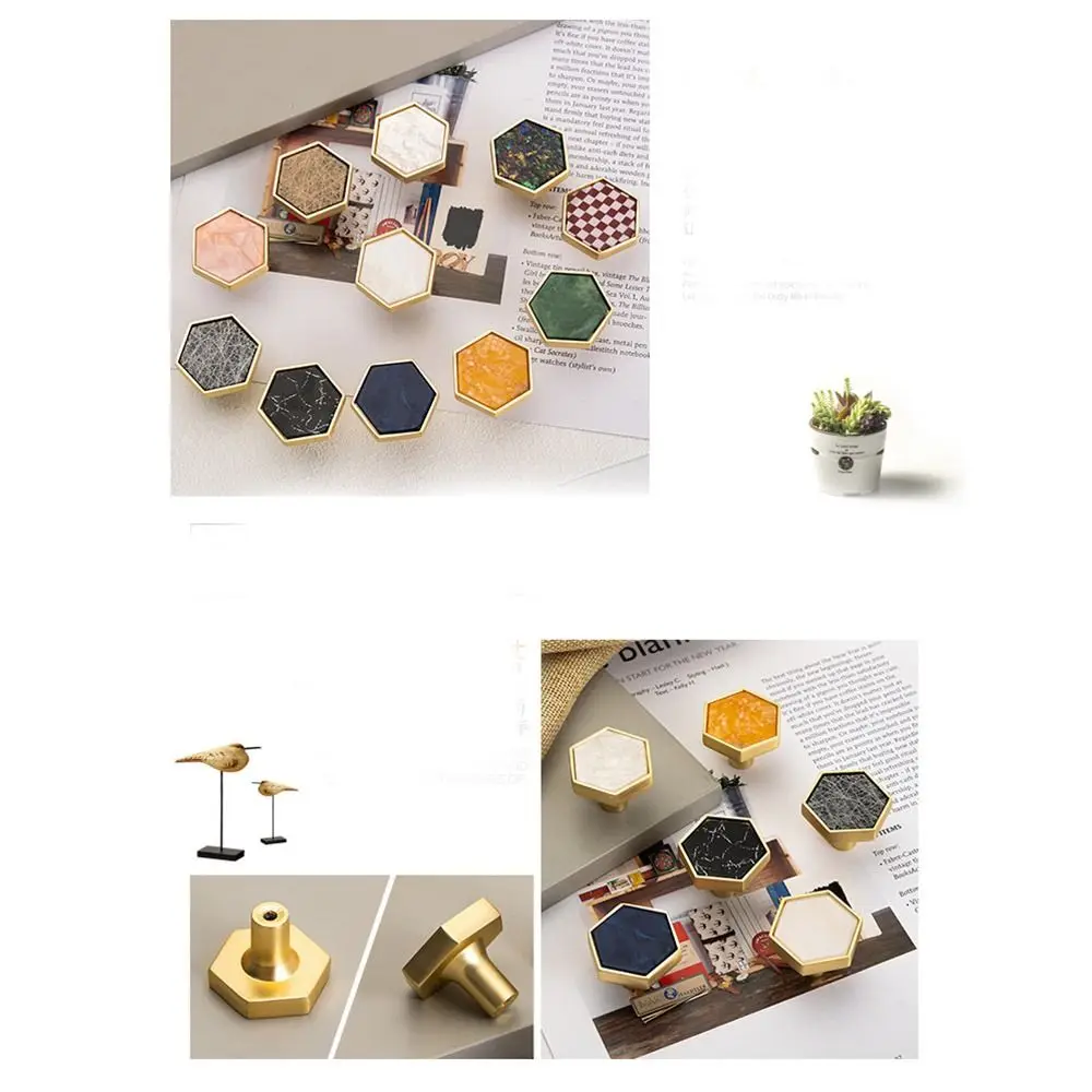 Single Hole Cabinet Knob Nordic Modern Zinc Alloy Door Pull Handles Colorful Hexagonal Drawer Knobs Dresser Kitchen Handles