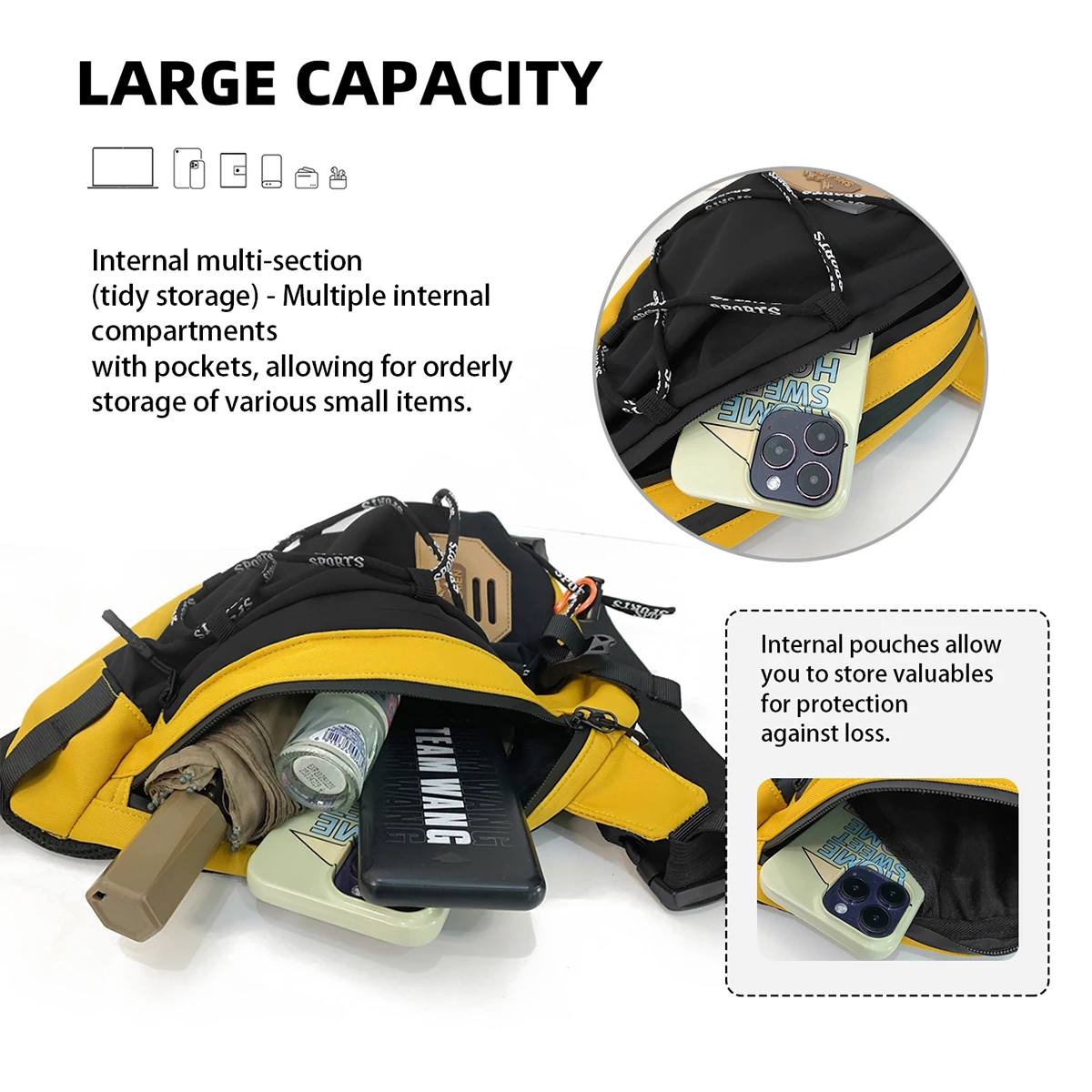 German Chest Bag for Men and Women, Trendy Brand, Sports, Simple Shoulder Bag, Casual Japanese-Style Waist Bag, Fashionable Street Crossbody Bag, Couple's Large Capacity