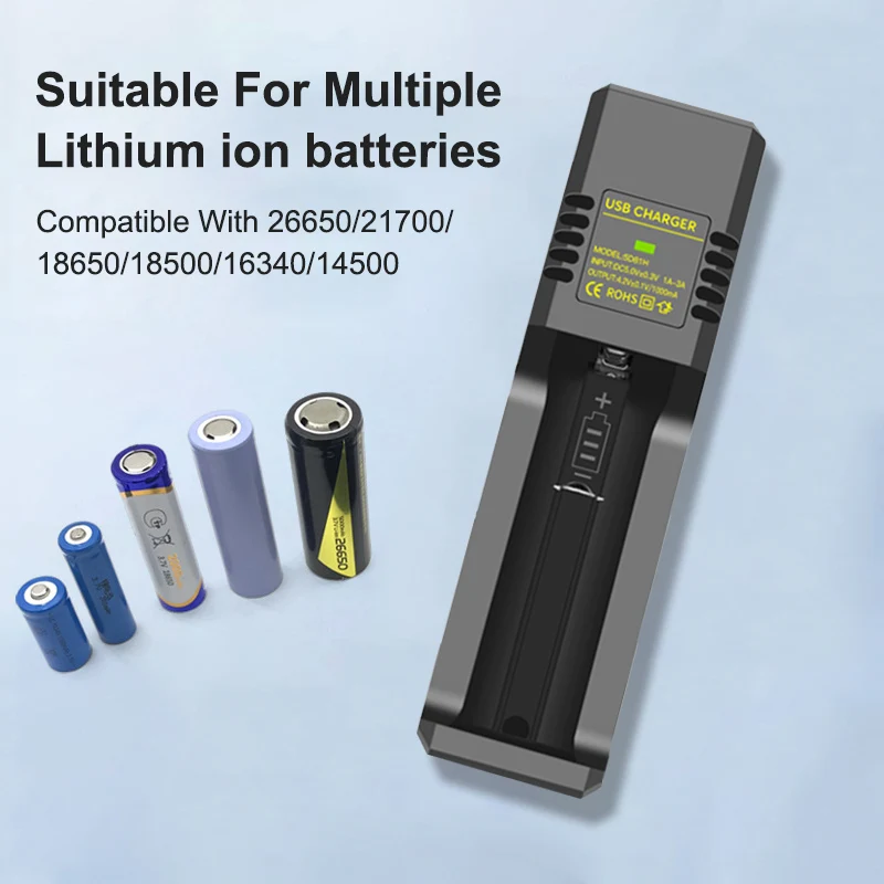 USB Smart Charger for 18650 18350 26650 Lithium Batteries
