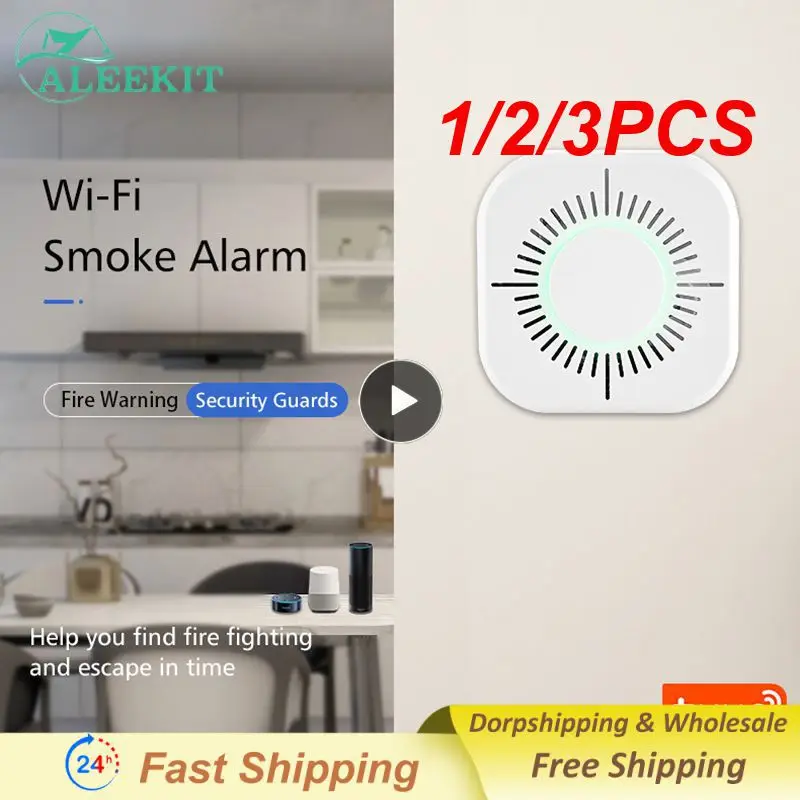 

1/2/3PCS Smart Tuya WiFi Smoke Alarm Wireless Smoke Detector Security Protection Alarm for Home Hotel Remote Fire Alarm