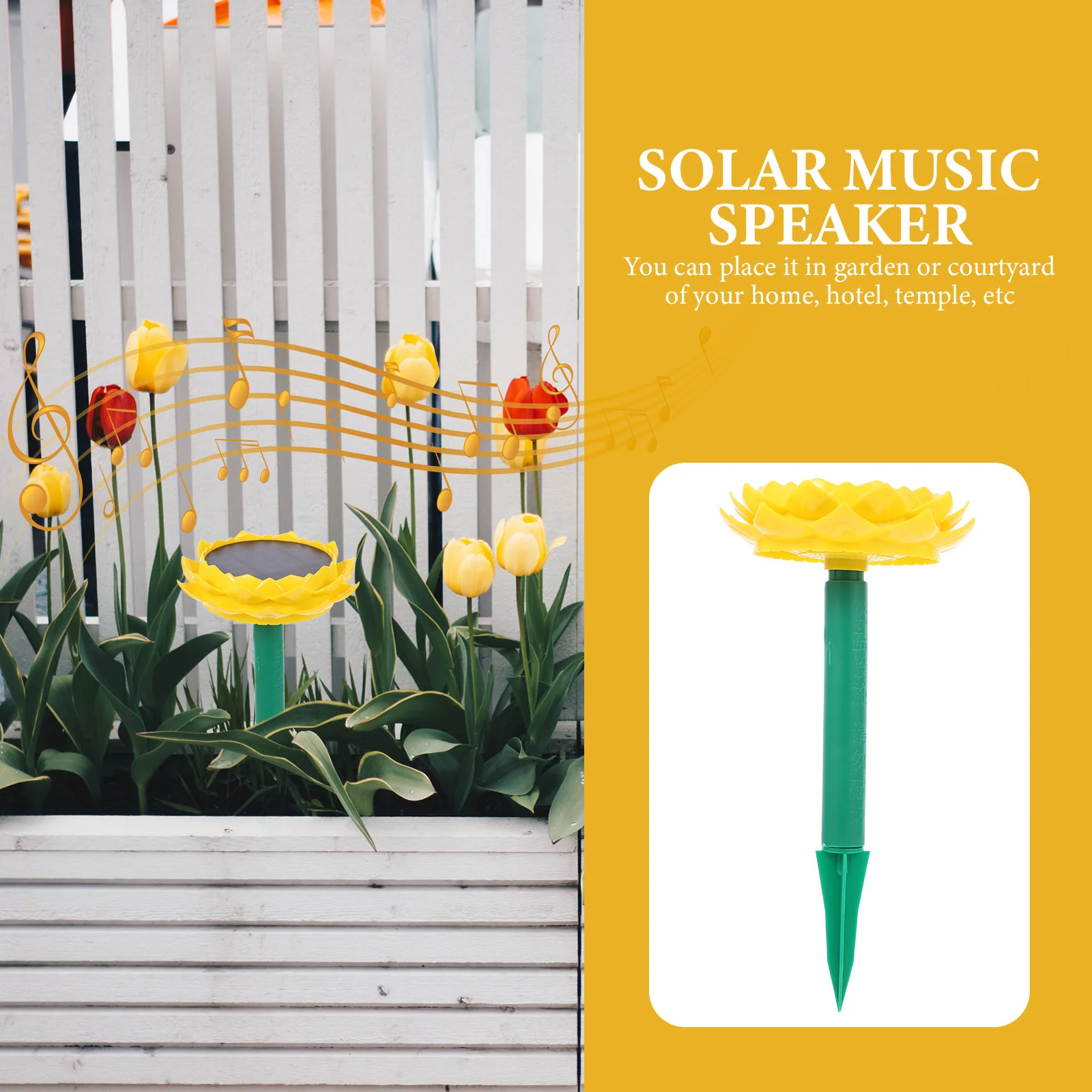 Speaker Solar Power Buddha Statue Music Player Plastic Powered Waterproof