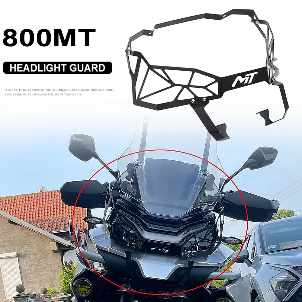 

New Motorcycle LED Headlight Guard Grill Cover Black Metal Accessories For CFMOTO 800MT 800 MT 800mt 800 mt