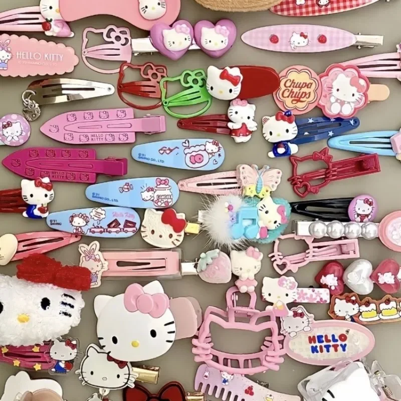 

Hairpin Sanrio 19pcs Hello Kitty Stuff Set Princess Cute Hairpin Anime Decoration Accessories for Girl Ins Dopamine Style