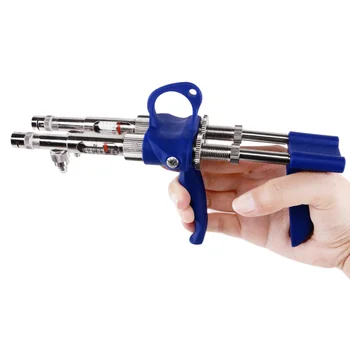 Double-barrel Continuous Syringe 224 Type 1ml Double-needle Adjustable Vaccine Injection Chicken Duck Goose Poultry Farming Tool