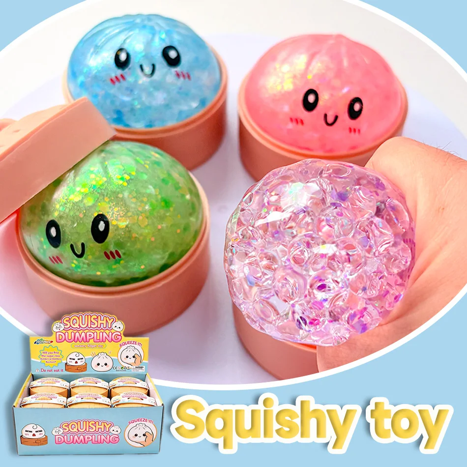 Viral Hidden Design 1-4Pcs Glitt Bead Squishy, Blind Box With Box, Realistic Bun & Dumpling Squeeze Toy, Stress_voghion.com