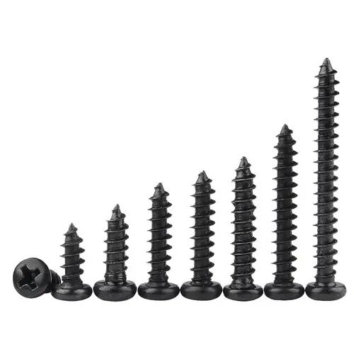 100 pcs/lot Cross Round Head Phillips Self-tapping Screw M1 M1.2 M1.4 M1.5 M1.7 M2 M2.3 M2.6 M3 M3.5 M4 M5 Black Carbon Steel - Image 2