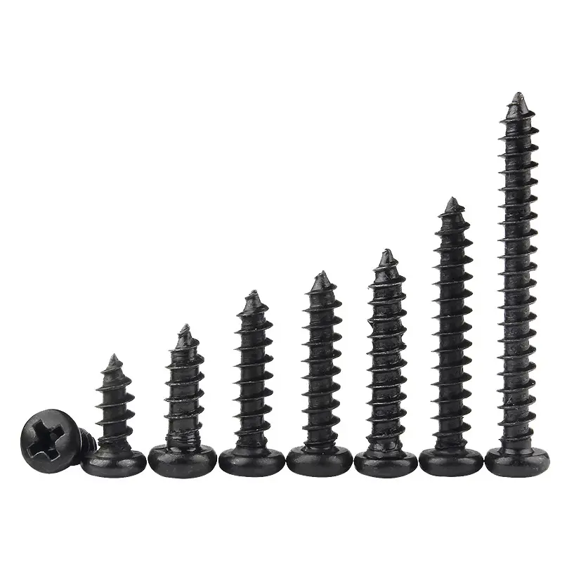 100 pcs/lot Cross Round Head Phillips Self-tapping Screw M1 M1.2 M1.4 M1.5 M1.7 M2 M2.3 M2.6 M3 M3.5 M4 M5 Black Carbon Steel - Image 2