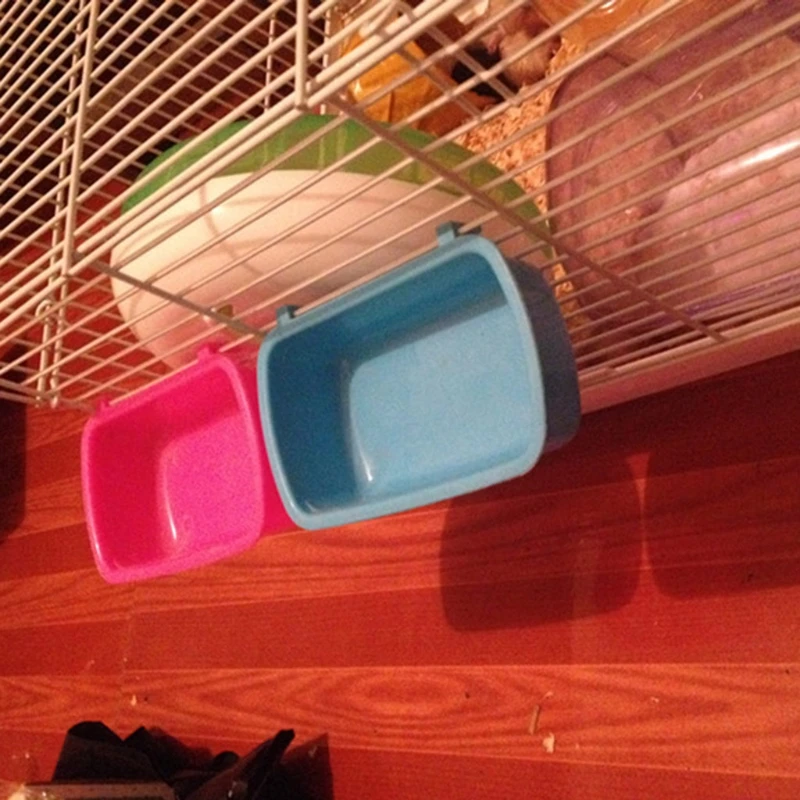 Small Pet Cage Accessories Removable Hamster Bowl Plastic Hanging Pet Cage Bowl Food Water Feeder Cup For Small Animals For Cat Puppy Guinea P