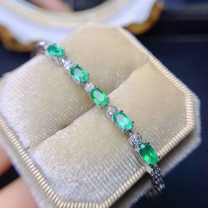 James Bezel, Nano Crystal Emerald Rivière Bracelet