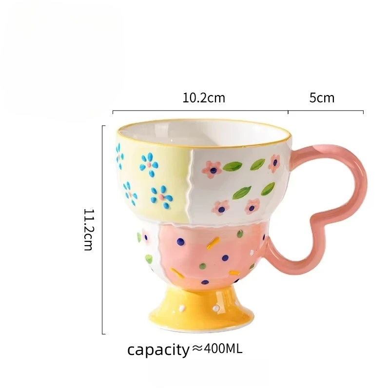 لطيف السيراميك القدح رسمت باليد الإغاثة فنجان القه...