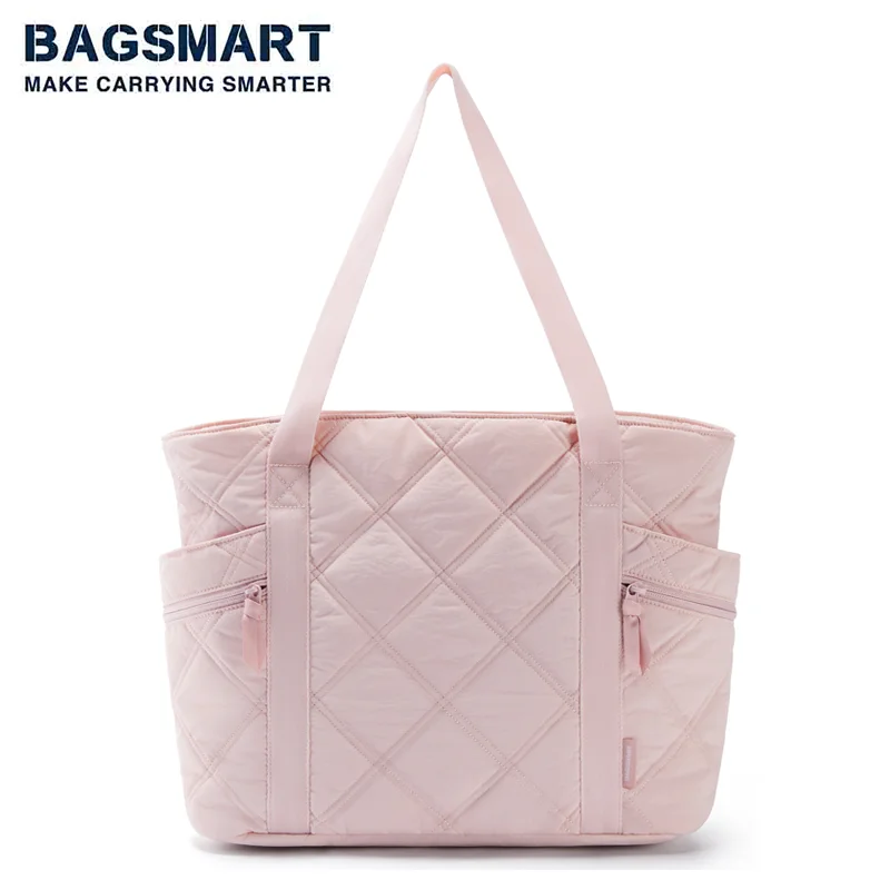 BAGSMARTToteBagforWomenLargeToteBagwithZipperQuiltedPuffer
