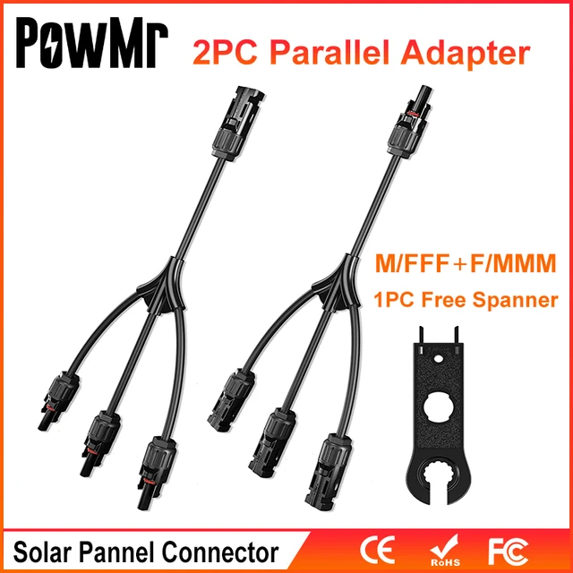 Connecteurs solaires, 2 paires, câble adaptateur parallèle, branche Y, 1 à 2  connecteurs de panneaux solaires, Kit d'outils de prise de fil pour panneau  solaire - AliExpress