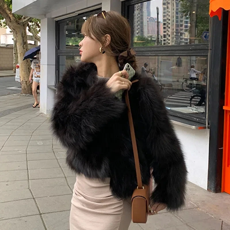 2024 Autumn Winter New Faux Fur Coat Womens Fashion Casual Imitation fox fur coat Womens Short loose comfortable Winter Jacket 2