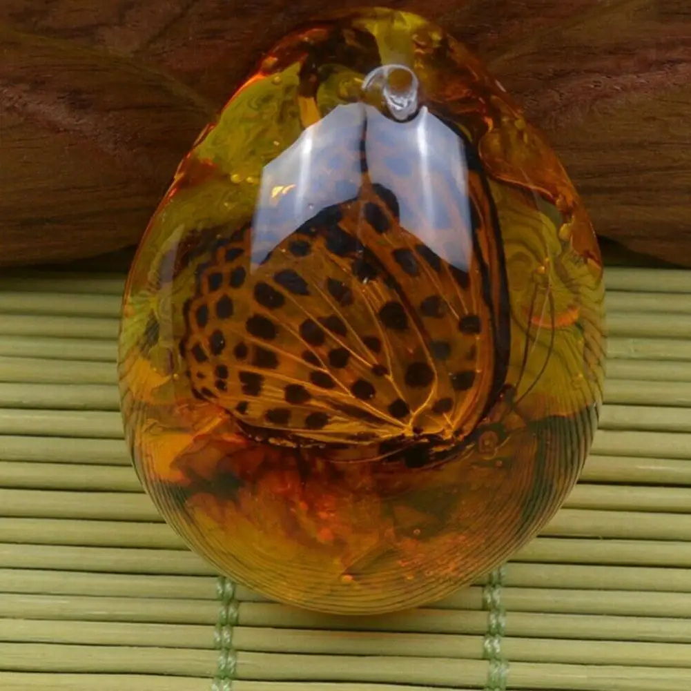 5*4cm Beautiful Amber Butterfly Insects Stone Pendant Necklace Gemstone For DIYJewellery Pendant Crafts Home Decoration C1Z6 3