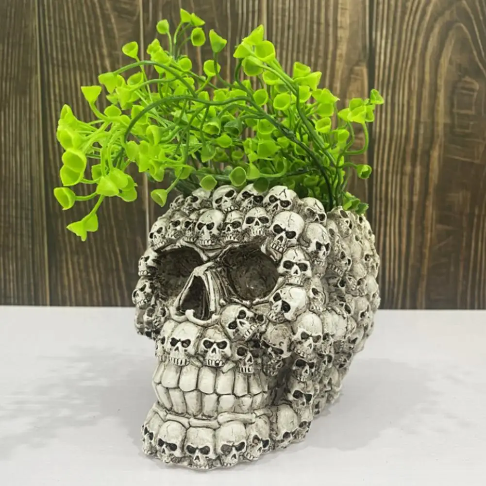 Resin Skull Planter Resin Flower Pot Resin 3d Skull Head Planter Pot for Indoor Outdoor Plants Halloween Home Decor Balcony 3