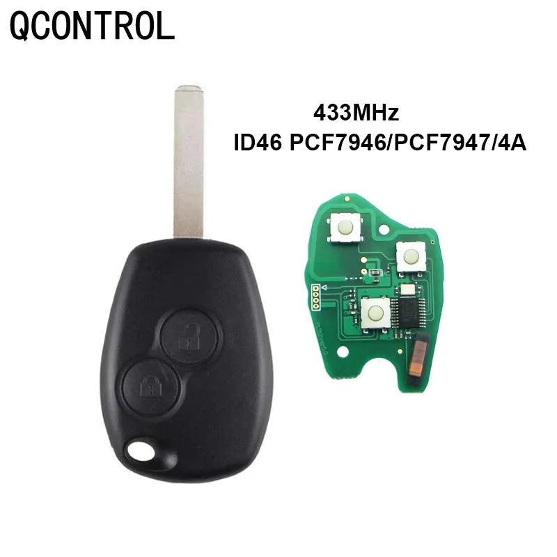 QCONTROL 433MHz Car Remote Key Suit for Renault Clio Scenic Kangoo Megane PCF7946 / PCF7947 /4A Chip Cup