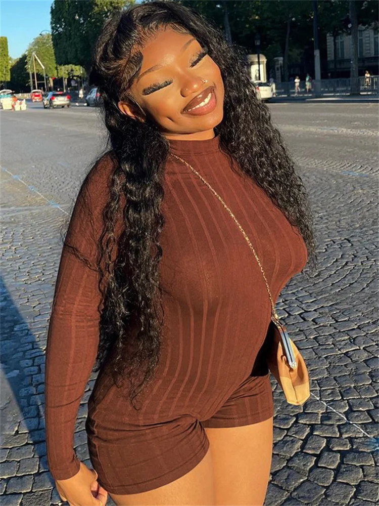

WJFZQM Women Fashion Ribbed O Neck Zip Up Long Sleeve Romper Sexy Bodycon Skinny Women Casual Streetwear Party Y2K Clothes 2022