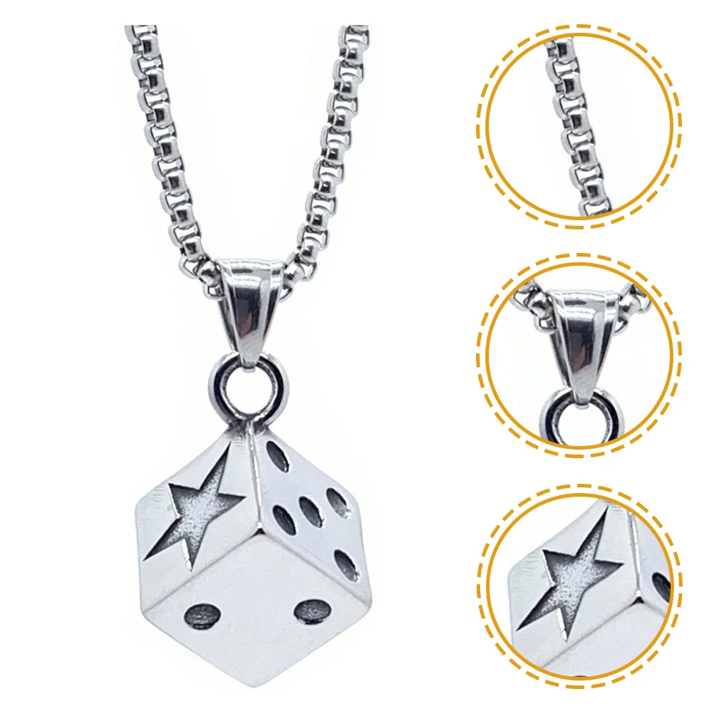 

Dice Necklacess for Men Jewelry Pendant Chain Metal Necklacesss Titanium Steel Women Decoration Miss