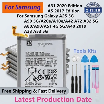 Nuova Batteria per Telefono Samsung Serie Galaxy A: A25, A53, A33 5G, A51, A32, A31, A90, A80, A40, A20e, A10e, Serie EB-B, Cella di Ricambio