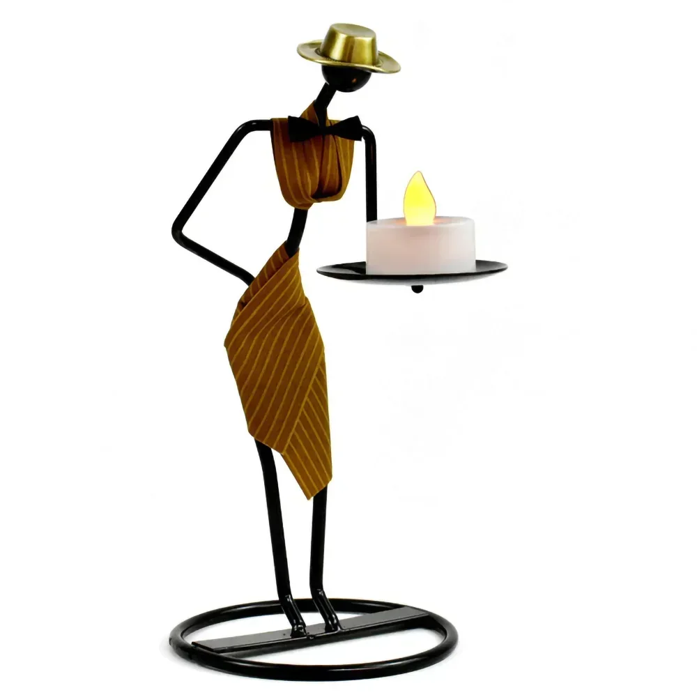 

Metal Candle Holder With Electric LED Candle,Girl Figure Figurines Candlestick Wedding Party Desk Decoration,Home Room Decor