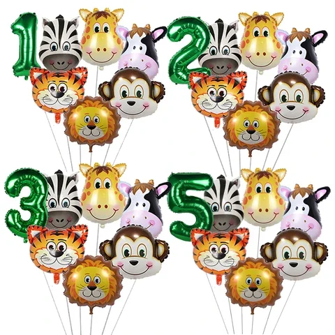 

7pcs Jungle Safari Happy Birthday Balloons Animal Foil Balloons Wild One Kids Birthday Party Baby Shower Decor Backdrop Supplies