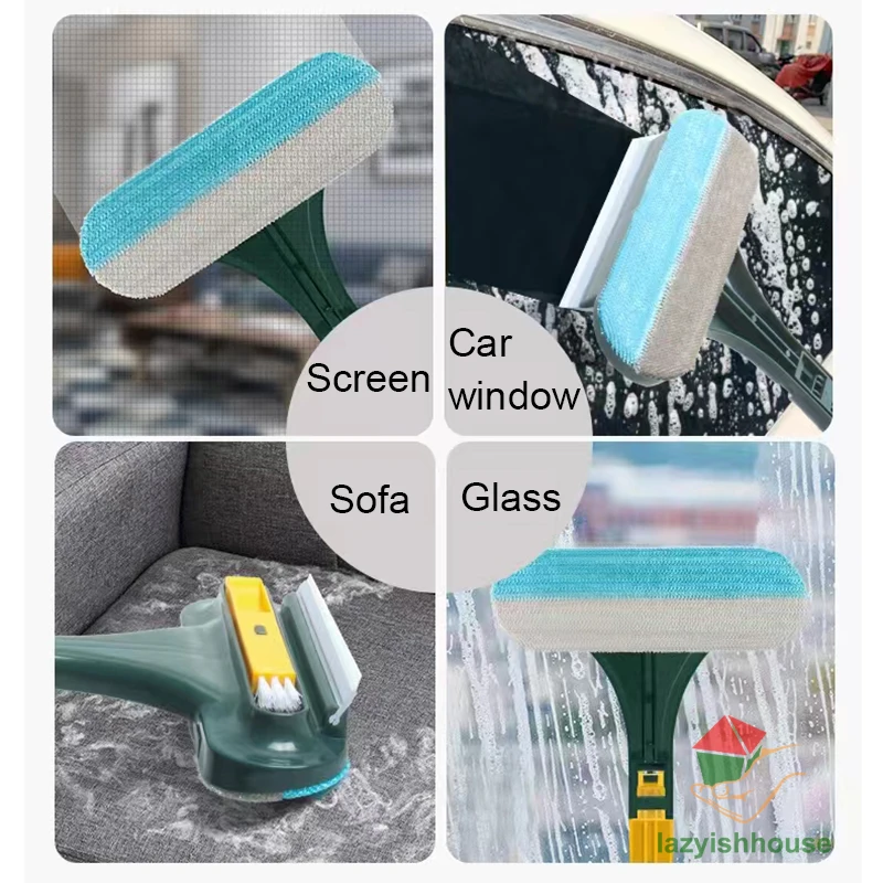 Outil de nettoyage de vitres, tige télescopique Double face, nettoyeur de  vitres, balai d'essuie-glace, manche Long, brosse à tête rotative -  AliExpress