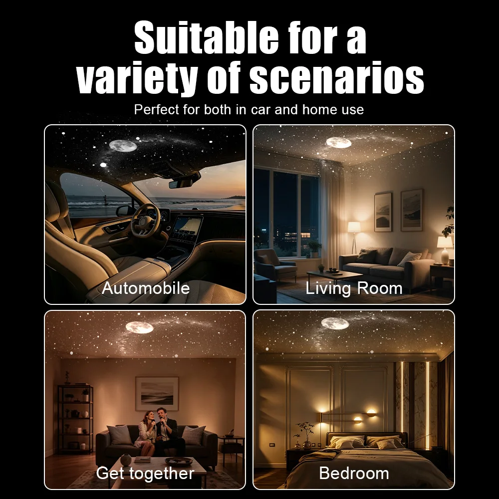 USB Starry Night Galaxy Projector Lamp for Romantic Atmosphere and Home Decor