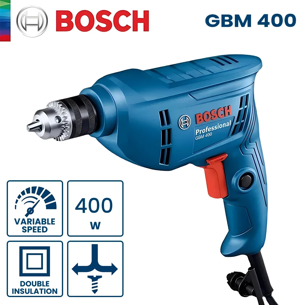 Bosch 전기 드릴 미니 스크루 드라이버, 속도 조절 가능, 회전 임팩트 드릴, 강력 파워 드릴 도구, 목재 금속 GBM 400, 400W Bosch 전기 드릴 미니 스크루 드라이버, 속도 조절 가능, 회전 임팩트 드릴, 강력 파워 드릴 도구, 목재 금속 GBM 400, 400W