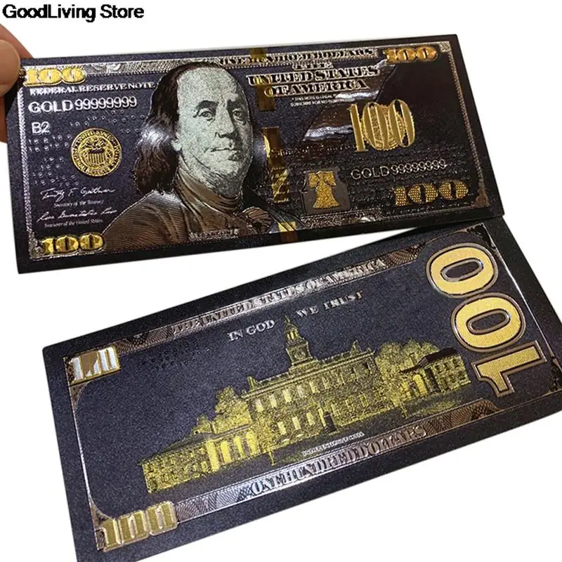 1PCS Gold Plated Banknotes Antique Black Gold Foil USD 100 Currency Commemorative Dollars Banknotes Decor fake money billet euro commemorative banknotes,gold plated banknote,fake money prop toy,euro banknote ornament